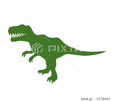 ダイナソー シンプル 横向き シルエット 恐竜 肉食恐竜の写真素材