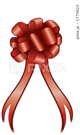 飾り花 リボン 赤色 お祝のイラスト素材