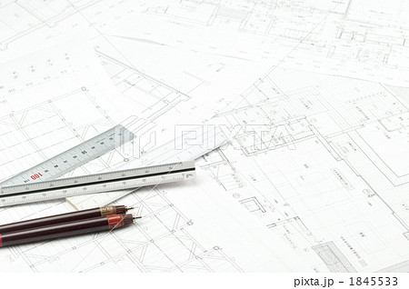 設計図 伏図 製図 図面の写真素材