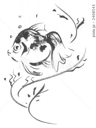 金魚 魚類 イラスト 墨絵の写真素材 Pixta