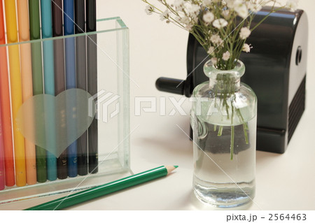 色鉛筆 かすみ草 文房具 画材の写真素材 色鉛筆 かすみ草 文房具 画材の写真素材