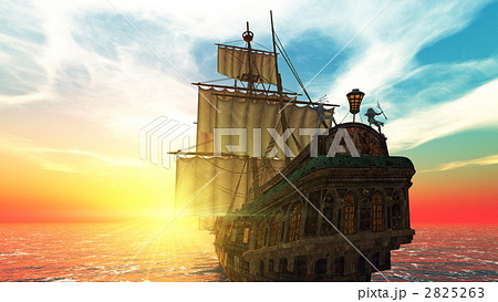 乗り物 帆船 海賊船 航海のイラスト素材