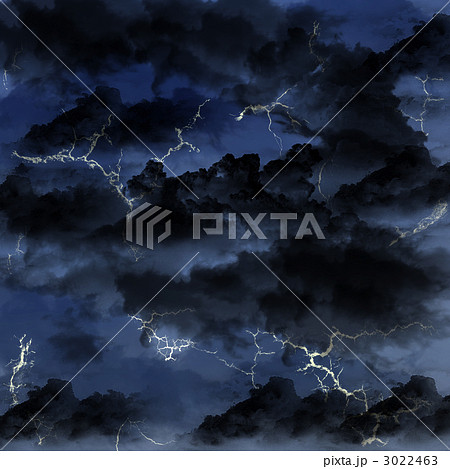 雨雲 雷 稲妻 雲のイラスト素材 Pixta