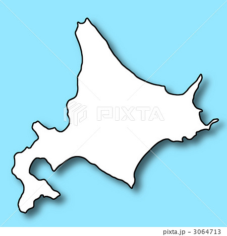 北海道 黒線 白地図 線画のイラスト素材