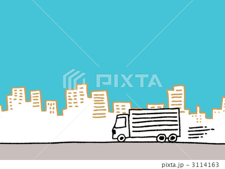トラック ペン画 手描き 手書きのイラスト素材