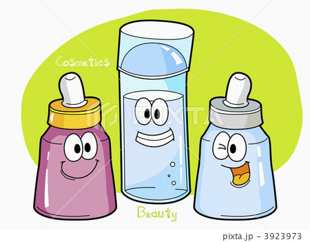 化粧品 乳液 化粧水 瓶のイラスト素材