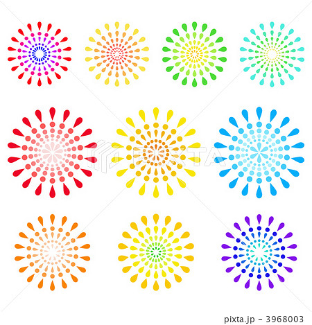 花火 カラフル 白バック ポップのイラスト素材 花火 カラフル 白バック ポップのイラスト素材