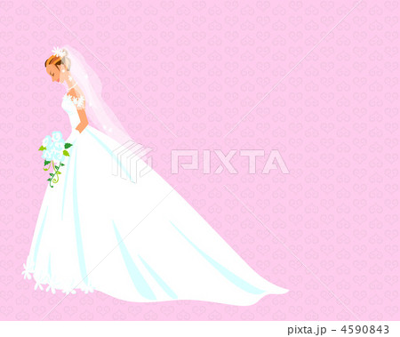花嫁 ウェディングドレス ウエディング 横顔のイラスト素材