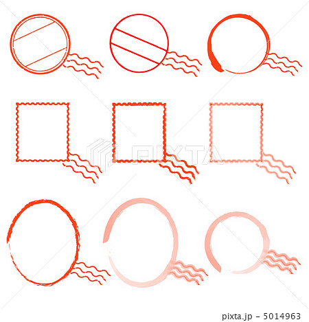 フレーム 素材 丸 切手のイラスト素材