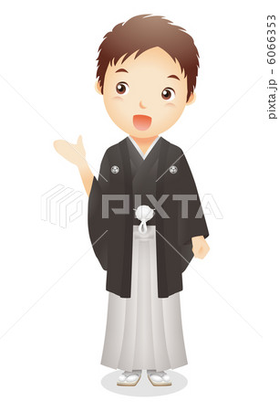 紋付袴 着物 男性 正月 正装のイラスト素材