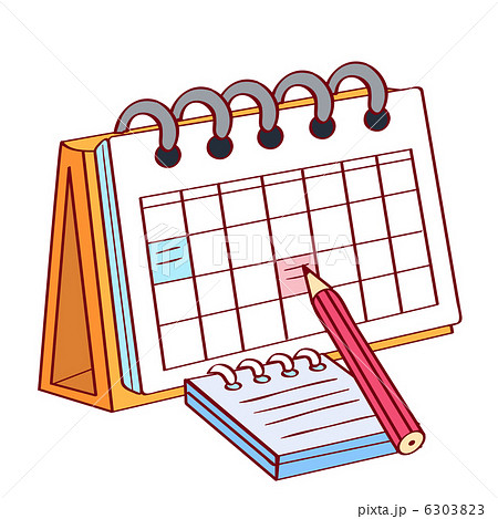 卓上カレンダー カレンダー スケジュール 鉛筆のイラスト素材