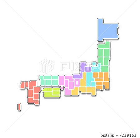 地方 都道府県 色分け 白地図のイラスト素材