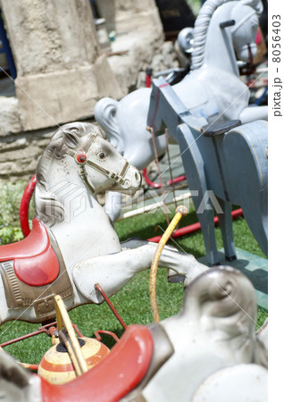 おもちゃ オモチャ 木馬 アンティークの写真素材