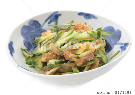 おつまみ 中華クラゲ 器 食べ物の写真素材