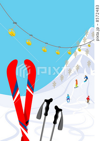 スキー スキー場 ゲレンデ スキー板のイラスト素材