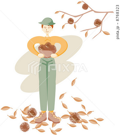 落ち葉拾いのイラスト素材
