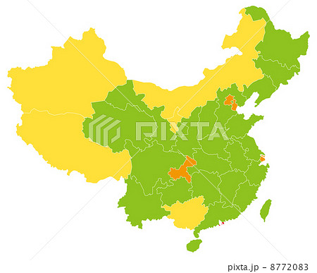 中国 地図 自治区のイラスト素材
