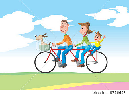 3人乗り自転車のイラスト素材