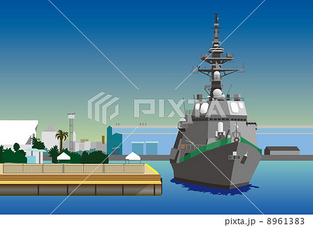 護衛艦 カッコイイ 海上自衛隊 イラストのイラスト素材