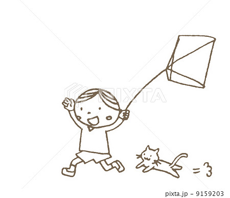 凧揚げ大会のイラスト素材