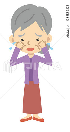 老婆 泣く 号泣 お婆さんのイラスト素材