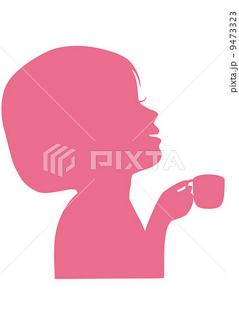 うがいをする女の子の横顔シルエットのイラスト素材 うがいをする女の子の横顔シルエットのイラスト素材