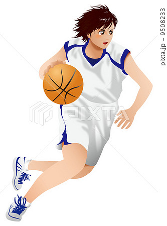 女子バスケットボール 女性 バスケットボール ポイントガードのイラスト素材