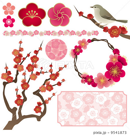 花 紋 和風 パーツのイラスト素材