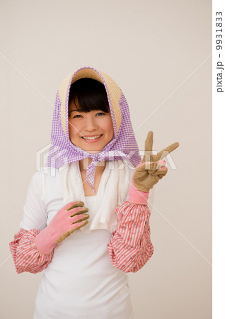 麦藁帽子 麦わら帽子 農帽 農作業帽子の写真素材