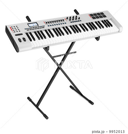 Gray Synthesizer On Stand Isolated On White のイラスト素材