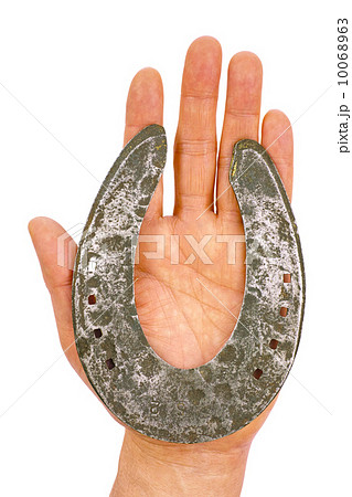 馬 馬蹄 蹄鉄 白バックの写真素材