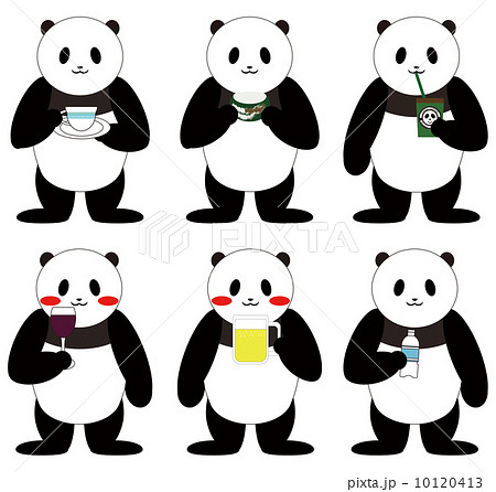 飲み物 パンダ 水分補給 動物のイラスト素材