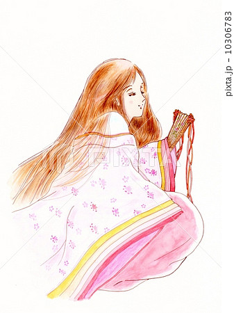 檜扇 十二単 平安時代 女性のイラスト素材