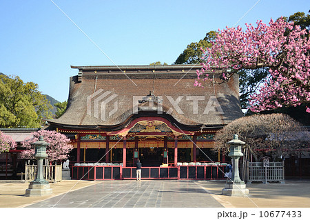 管公 屋根 境内 柱 太宰府天満宮の写真素材