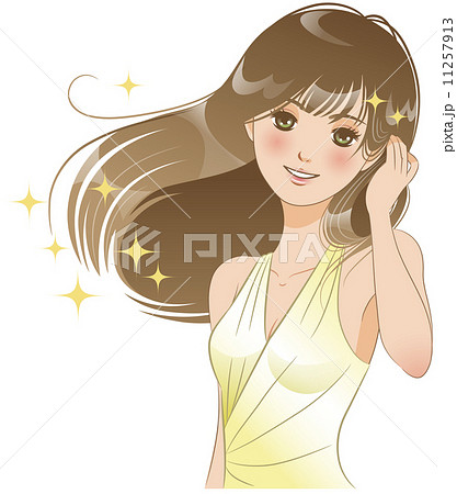 髪をかきあげる 女の子の写真素材