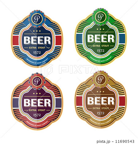 green beer bottle label templateのイラスト素材 11690543 pixta