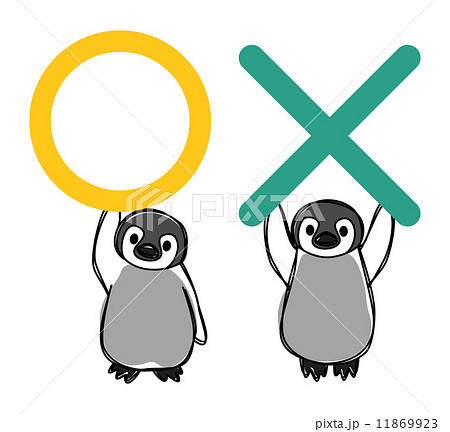 ペンギン 正解 まる クイズの写真素材