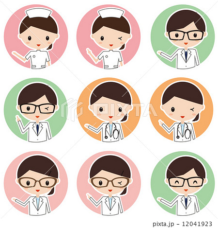 医療従事者 アイコン ナース 眼鏡のイラスト素材