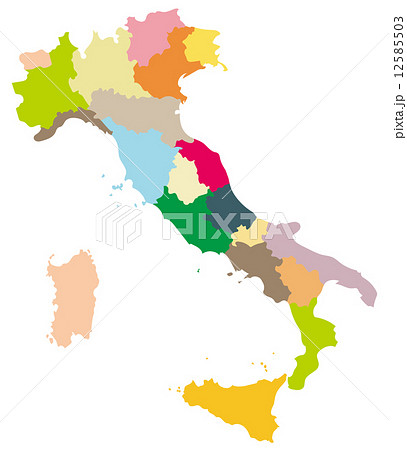 ベクター 地図 イタリア 区分けの写真素材