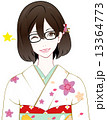 眼鏡の着物女性 横を見るのイラスト素材 [13364771] - PIXTA