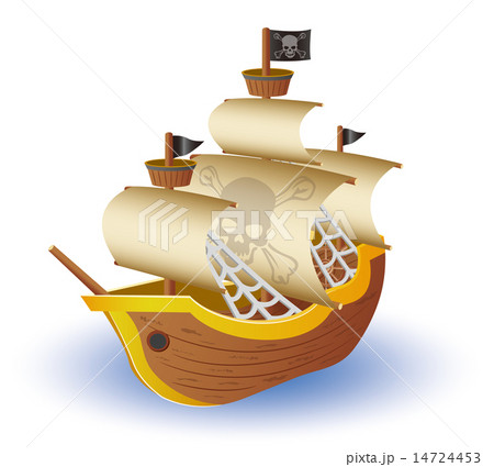 ベクター 船 海賊 宝箱の写真素材