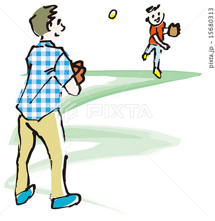 野球 キャッチボール 投げる 子供のイラスト素材