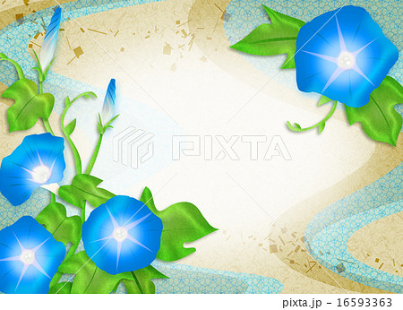 朝顔 葉っぱ 模様 和柄のイラスト素材