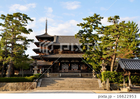 法隆寺 夕方 奈良 五重塔の写真素材