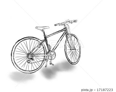 自転車 イラスト 線画 ペン画のイラスト素材
