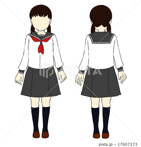 学生 後ろ姿 中学生 人物 制服のイラスト素材