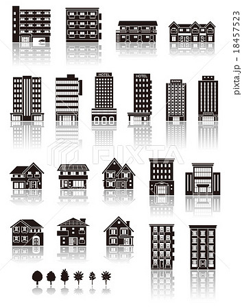 会社 マンション オフィス 役所のイラスト素材