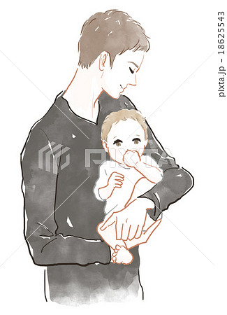 赤ちゃん 抱っこ 親子 お父さんのイラスト素材
