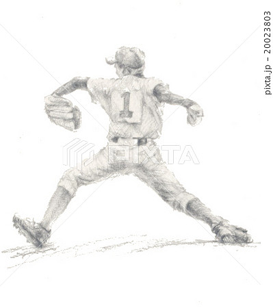 少年野球 野球 モノクロイラストのイラスト素材