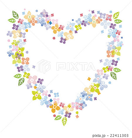 花 ハート 枠 フレームのイラスト素材